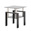 Hivvago Modern Tempered Glass Coffee And Tea Table Square End Table - Black In Multi