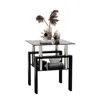 Hivvago Modern Tempered Glass Coffee And Tea Table Square End Table - Black