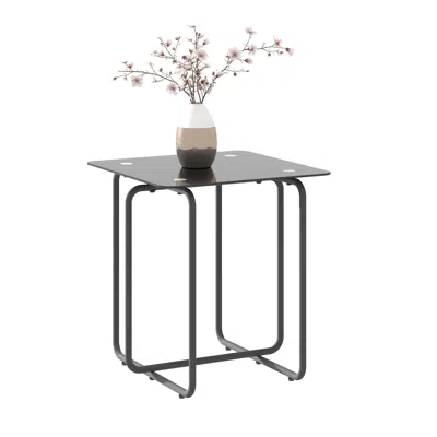Hivvago Modern Tempered Glass Coffee Table End And Bed Side Table - Black