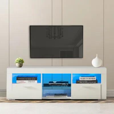 Hivvago Modern Tv Console Storage Media Tv High Gloss Organizing ...