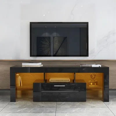 Hivvago Modern Tv Console Storage Media Tv Organizing Cabinet Worktop - Black