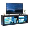 Hivvago Modern Tv Stand With Led Light And Adjustable Shelves For Tvs Up To 65 Inch-brown