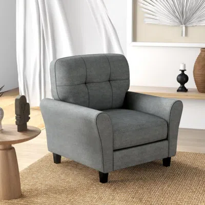 Hivvago Stylish Fabric Armchair With Durable Rubber Wood Support In Gray