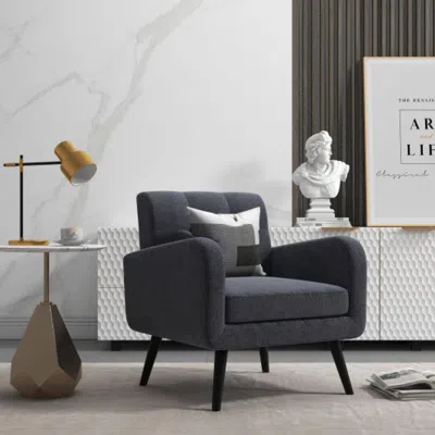 Hivvago Modern Upholstered Comfy Accent Chair Single Sofa With Rubber Wood Legs-gray