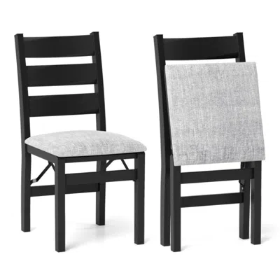 Hivvago Modern Upholstered Folding Chairs Set Of 2 With Comfy Backrest-black