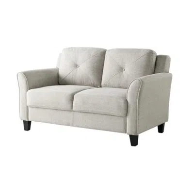 Hivvago Modern Upholstered Loveseat Sofa In Cream Microfiber With Button Tufted Cushions In White