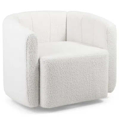 Hivvago Modern Upholstered Sherpa Accent Chair With Curved Backrest And Armrests-white