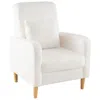 Hivvago Modern Upholstered Sofa Chair With Lumbar Pillow And Teddy Fleece Cover-white In White