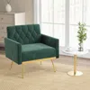 Hivvago Modern Velvet Accent Chair With Button Tufted Back Golden Metal Legs And Adjustable Foot Pads-green
