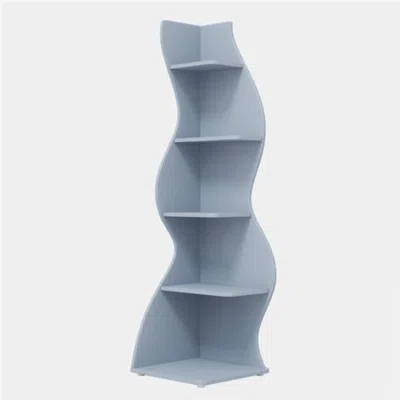 Hivvago Modern Whimsical 5 Shelf Corner Bookcase Stand Blue Wood Finish