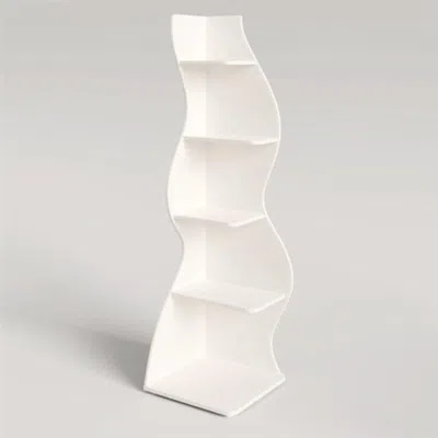 Hivvago Modern Whimsical 5 Shelf Corner Bookcase Stand White Wood Finish