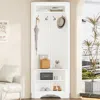 Hivvago Modern White Corner Hall Tree Coat Rack Entryway Storage Cabinet Shoe Bench In White