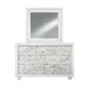 Hivvago Modern White Dresser With 7 Faux Marble Detailed Front Drawer. In Gray