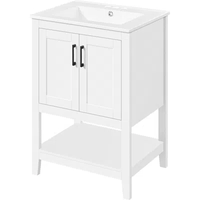 Hivvago Modern White Wood Bathroom Vanity With White Ceramic Sink