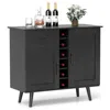 Hivvago Modern Wine Bar Buffet Cabinet With 6-bottle Wine Rack-black