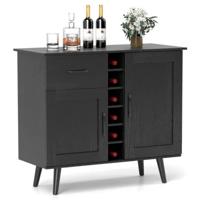 Hivvago Modern Wine Bar Buffet Cabinet With 6-bottle Wine Rack-black