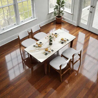 Hivvago Modern Wooden Dining Chairs For 4 With Soft Cushions And Durable Legs In White