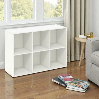 Hivvago Modern Wooden Storage Bookcase With 6 Open Cubes And Safety Kits In White