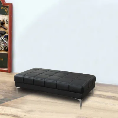 Hivvago Modish Bonded Leather Ottoman In Black