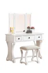 Hivvago Modish Vanity Set Featuring Stool And Mirror White In Neutral