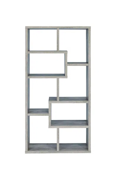 Hivvago Modish Wooden Bookcase With Multiple Shelves, Gray