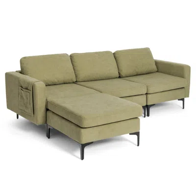 Hivvago Modular 3-seat L-shaped Sectional Sofa With Reversible Chaise And 2 Usb Ports In Green