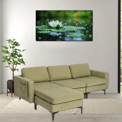 Hivvago Modular 3-seater L-shaped Sectional Couch With Reversible Chaise And Dual Usb Charging Ports In Green