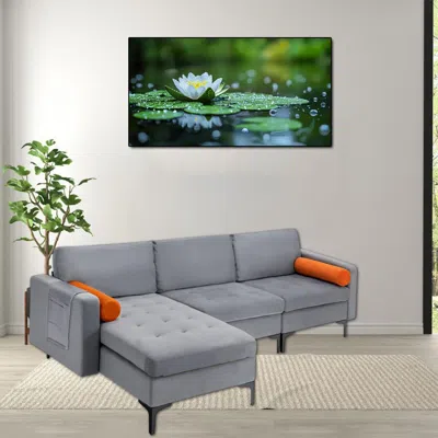 Hivvago Modular 3-seater L-shaped Sofa With Reversible Chaise And Built-in Usb Charging Ports In Animal Print