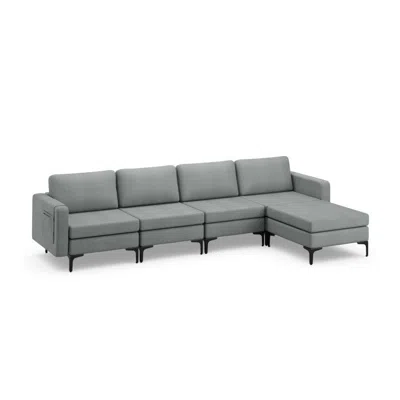 Hivvago Modular L-shaped Sectional Sofa With Reversible Ottoman And 2 Usb Ports In Gray