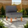 Hivvago Modular Sofa Chair, Smooth Texture Gray Fabric, Poly Rattan, Wood In Gray