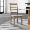 Hivvago Moe 18 Inch Wood Dining Chair, Ladder Back, Set Of 2, Brushed Brown