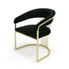 Hivvago Moha 24 Inch Dining Chair, Round Cantilever Base, Black Velvet, Gold Finish In Black