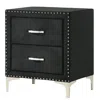 Hivvago Moha 28 Inch Nightstand, Wood, 2 Drawers, Metal Handles, Black Velvet In Black
