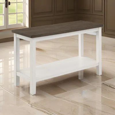 Hivvago Mon 48 Inch Sofa Console Table, Open Shelf, Brown Surface, White Frame