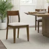 Hivvago Montena Dining Chair Set Of 2, White Fabric Seat, Dark Brown Wood In Brown