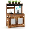 Hivvago Mud Kitchen Fir Wood Play Kitchen With 4 Panting Pots Faucet Removable Sink-natural