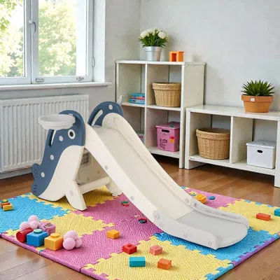 Hivvago Multi-activity Toddler Slide Climber With Built-in Basketball Hoop