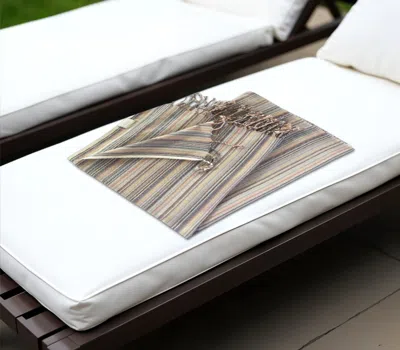 Hivvago Multi Colored Striped Design Turkish Beach Blanket In Neutral