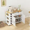 Hivvago Multi-functional Kitchen Island Cart With Cabinet, Drawers, Spice Rack, Towel Holder, Wine Rack, And