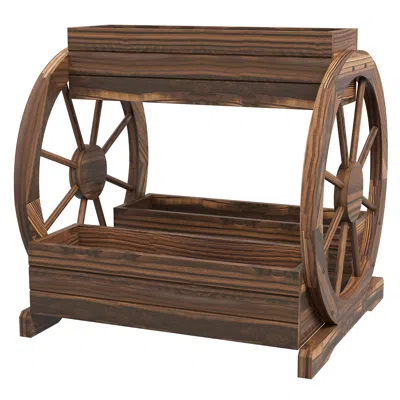 Hivvago Multi-level Wooden Garden Planter In Brown