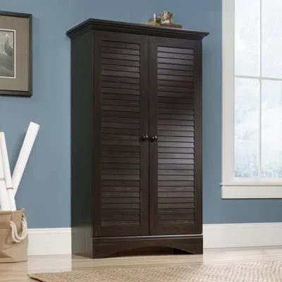 Hivvago Multi-purpose Wardrobe Armoire Storage Cabinet In Dark Brown Antique Wood Finish In Black