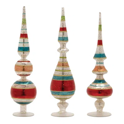 Hivvago Multicolor Striped Glass Finial (set Of 3)