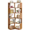 Hivvago Multifunctional 6 Shelf Corner L-shaped Bookcase In Brown Wood Finish In Brown