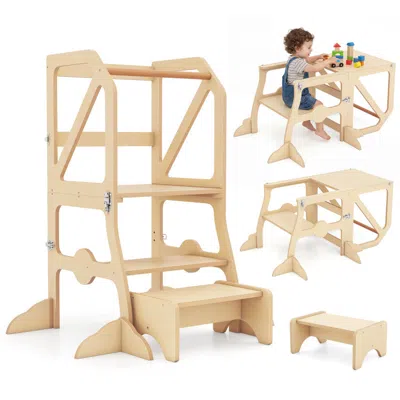 Hivvago Multifunctional Kids Kitchen Step Stool With Removable Safety Bar And Fixing Buckles