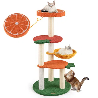 Hivvago Multi-level Cat Tree Pet Activity Center With Fruit-shaped Platforms And Orange