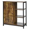 Hivvago Multipurpose Freestanding Storage Cabinet With 3 Open Shelves And Doors In Brown