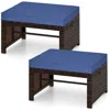 Hivvago Multipurpose Outdoor 2 Pieces Patio Pe Rattan Ottomans Footstool
