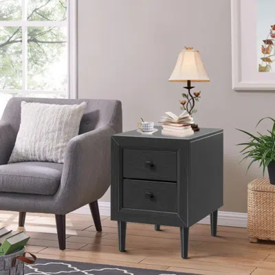 Hivvago Multipurpose Retro Bedside Nightstand/ End Table With 2 Drawers-black