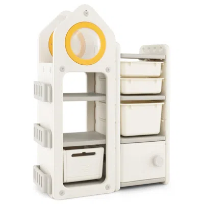 Hivvago Multipurpose Toy Chest And Bookshelf With Mobile Trolley For Bedroom-gray In Neutral