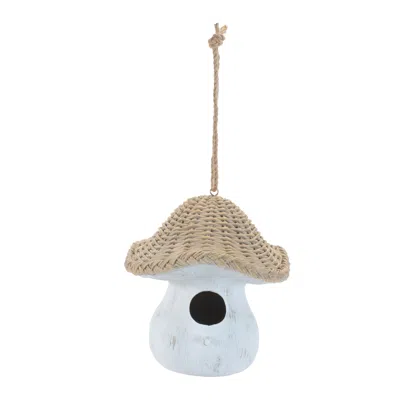 Hivvago Mushroom Birdhouse With Wicker Design 8"h In Multi
